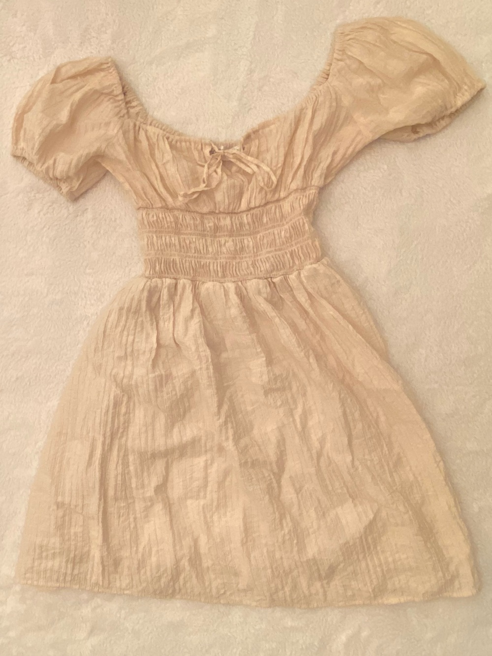 Popular 21 Light Beige Smocked Top with Tie